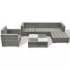 6 Piece Patio Lounge Set with Cushions Poly Rattan Gray