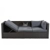 Outdoor Patio Rectangle Daybed with Retractable Canopy, Wicker Furniture Sectional Seating with Washable Cushions, Backyard, Porch