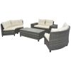 8-pieces Outdoor Wicker Round Sofa Set, Half-Moon Sectional Sets All Weather, Curved Sofa Set With Rectangular Coffee Table, PE Rattan Water-resistant