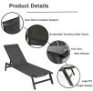 Outdoor 2-Pcs Set Chaise Lounge Chairs; Five-Position Adjustable Aluminum Recliner; All Weather for Patio; Beach; Yard; Pool