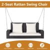 2-Person Patio Rattan Porch Swing with Cushions