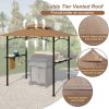 8 x 5 FT Grill Pergola Tent with Air Vent Double Tiered BBQ Gazebo Outdoor Barbecue Canopy, Khaki/Gray