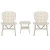 3 Pieces Hollow Design Retro Patio Table Chair Set All Weather Conversation Bistro Set Outdoor Table with Open Shelf and Lounge Chairs with Widened Se