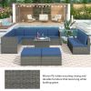 9 Piece Rattan Sectional Seating Group with Cushions and Ottoman, Patio Furniture Sets, Outdoor Wicker Sectional