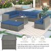 9 Piece Rattan Sectional Seating Group with Cushions and Ottoman, Patio Furniture Sets, Outdoor Wicker Sectional