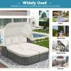 Outdoor Patio Furniture Set Daybed Sunbed with Retractable Canopy Conversation Set Wicker Furniture Sofa Set