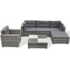 6 Piece Patio Lounge Set with Cushions Poly Rattan Gray