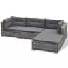 6 Piece Patio Lounge Set with Cushions Poly Rattan Gray