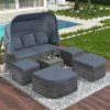 Outdoor Patio Furniture Set Daybed Sunbed with Retractable Canopy Conversation Set Wicker Furniture Sofa Set